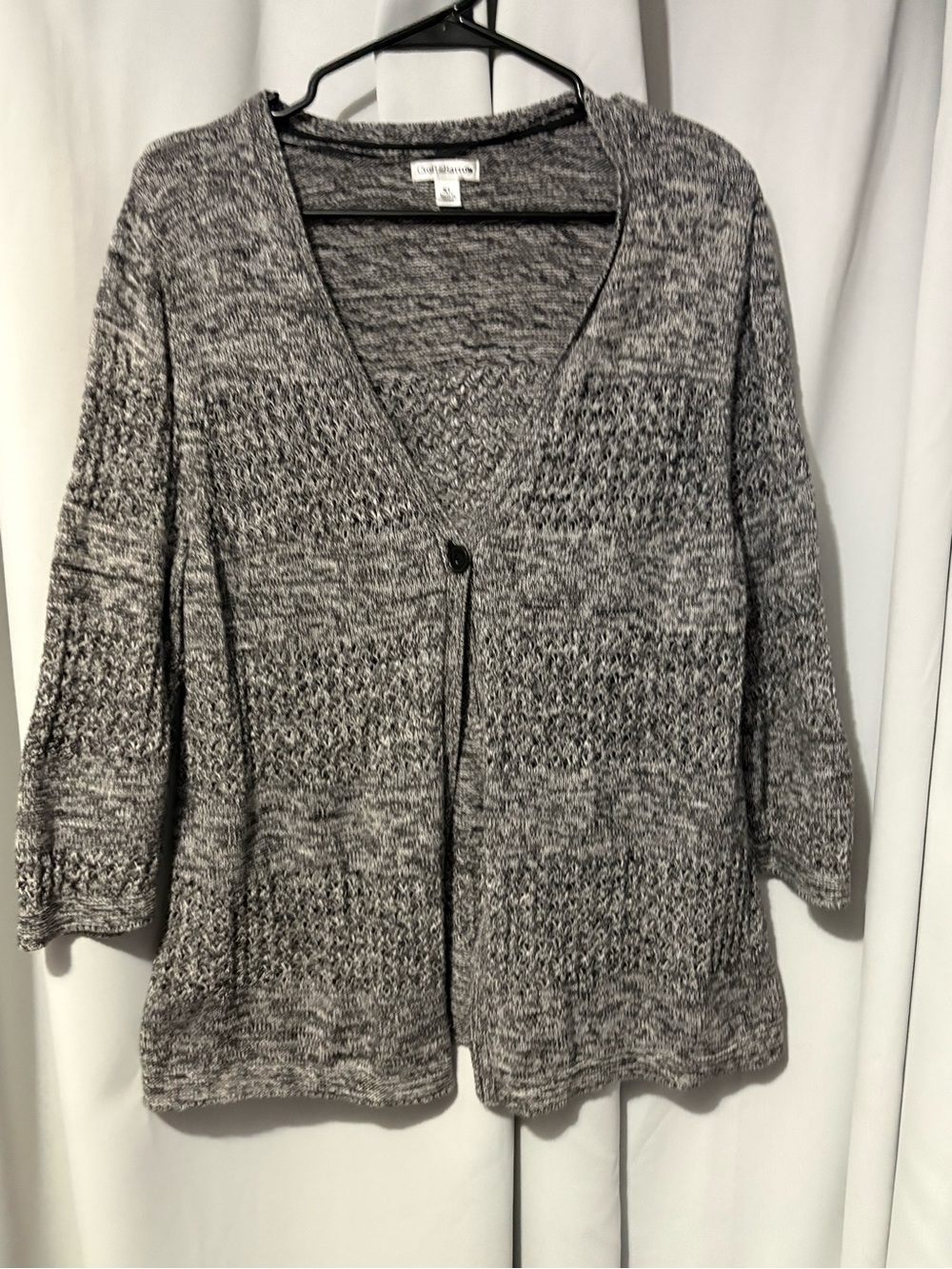 croft & barrow Gray Marled Knit Single-Button Cardigan